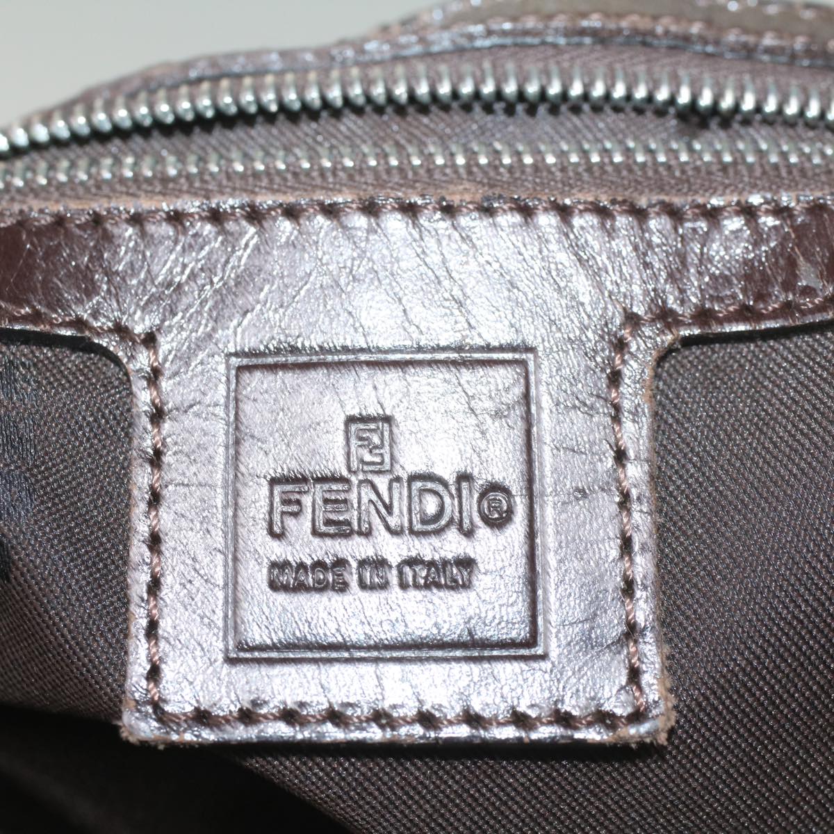 FENDI Zucca Canvas Mamma Baguette Shoulder Bag Brown Black 55001