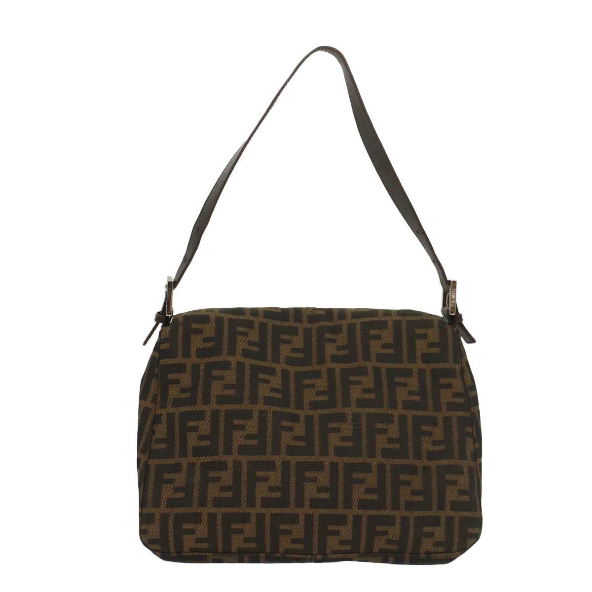 FENDI Zucca Canvas Mamma Baguette Shoulder Bag Brown Black 55001