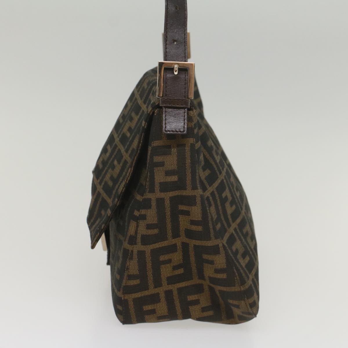 FENDI Zucca Canvas Mamma Baguette Shoulder Bag Brown Black 55001