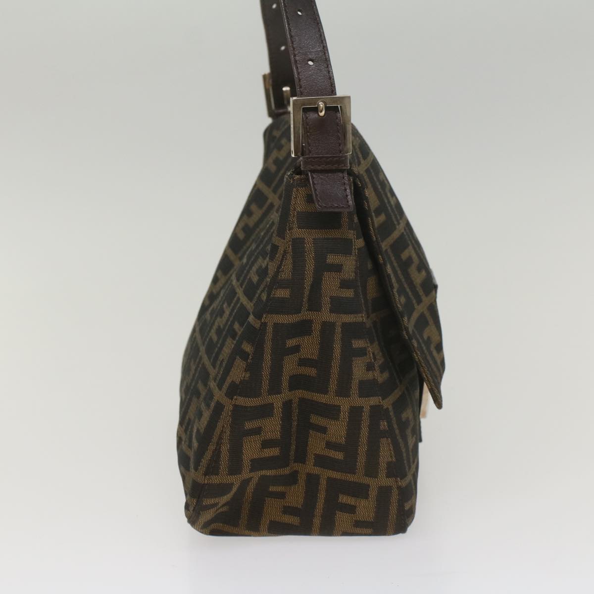 FENDI Zucca Canvas Mamma Baguette Shoulder Bag Brown Black 55001
