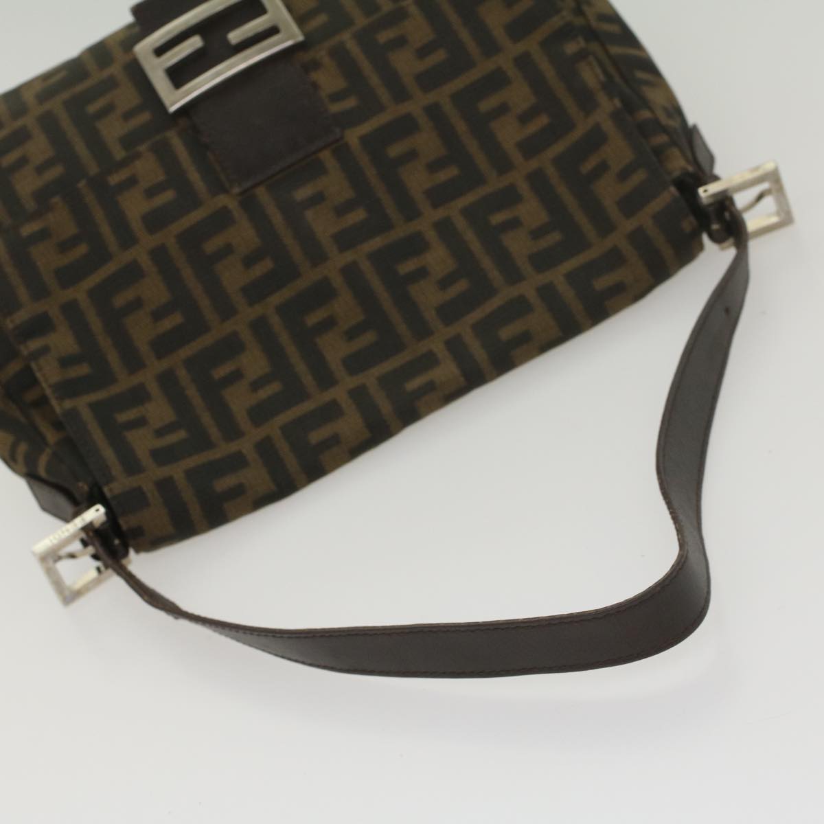 FENDI Zucca Canvas Mamma Baguette Shoulder Bag Brown Black 55001