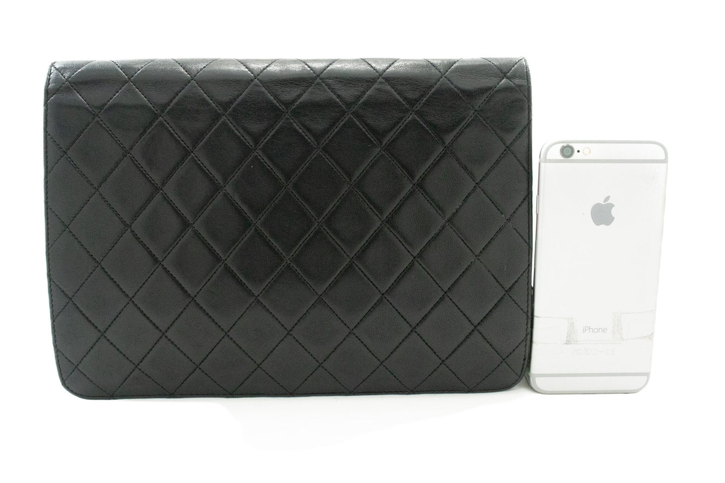 CHANEL Chain Shoulder Bag Clutch Black Quilted Flap Lambskin Purse k14