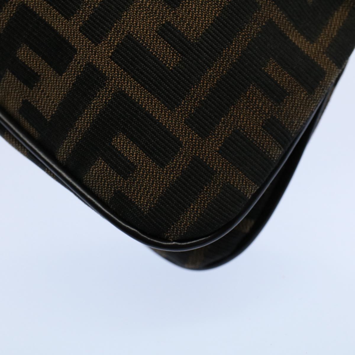 FENDI Zucca Canvas Mamma Baguette Shoulder Bag Black Brown 55429