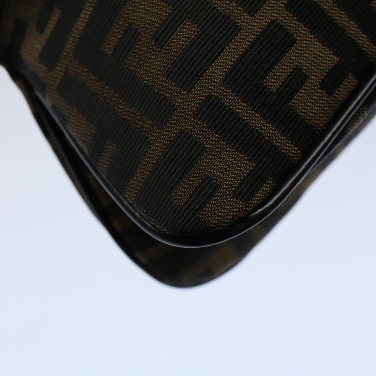 FENDI Zucca Canvas Mamma Baguette Shoulder Bag Black Brown 55429