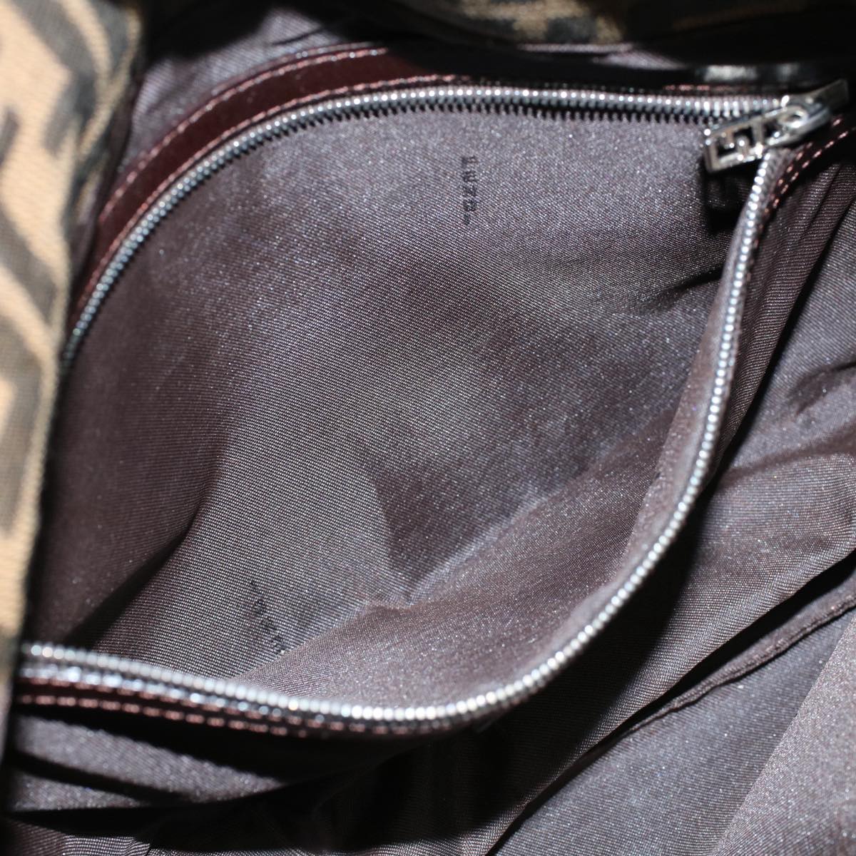 FENDI Zucca Canvas Mamma Baguette Shoulder Bag Black Brown 55429