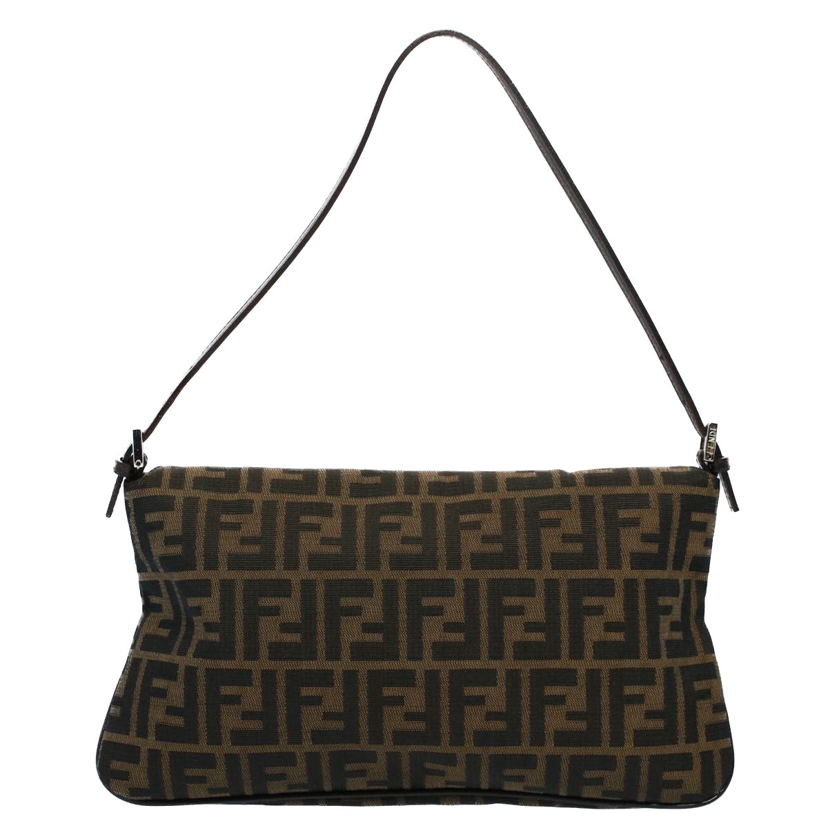 FENDI Zucca Canvas Mamma Baguette Shoulder Bag Black Brown 55429