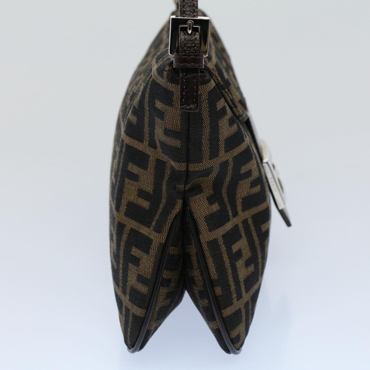 FENDI Zucca Canvas Mamma Baguette Shoulder Bag Black Brown 55429