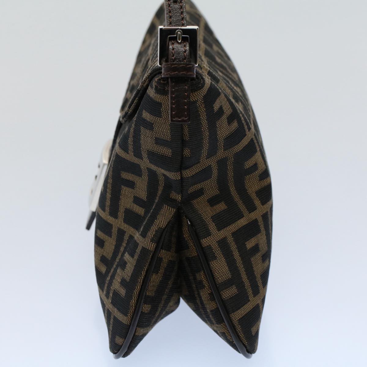 FENDI Zucca Canvas Mamma Baguette Shoulder Bag Black Brown 55429