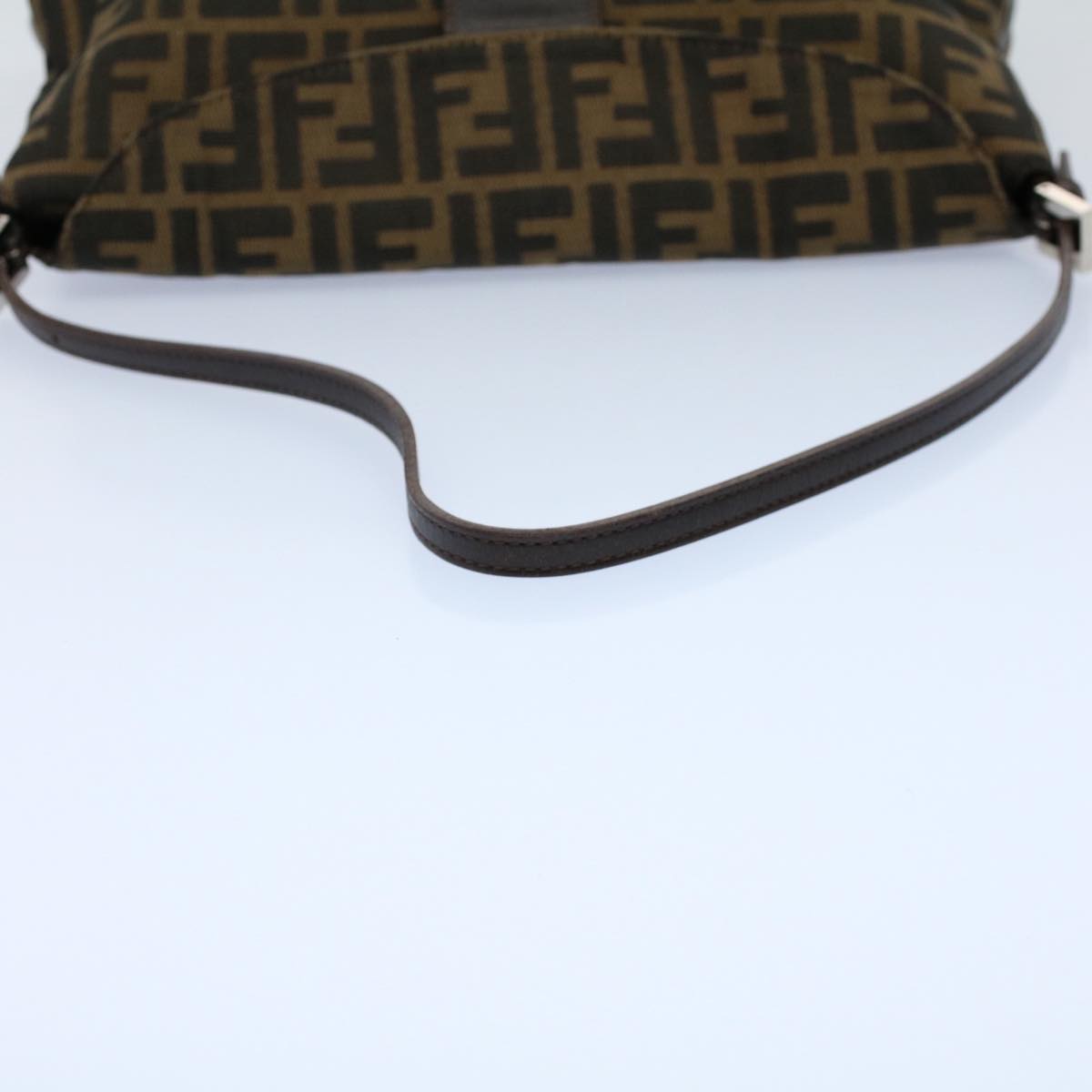 FENDI Zucca Canvas Mamma Baguette Shoulder Bag Black Brown 55429
