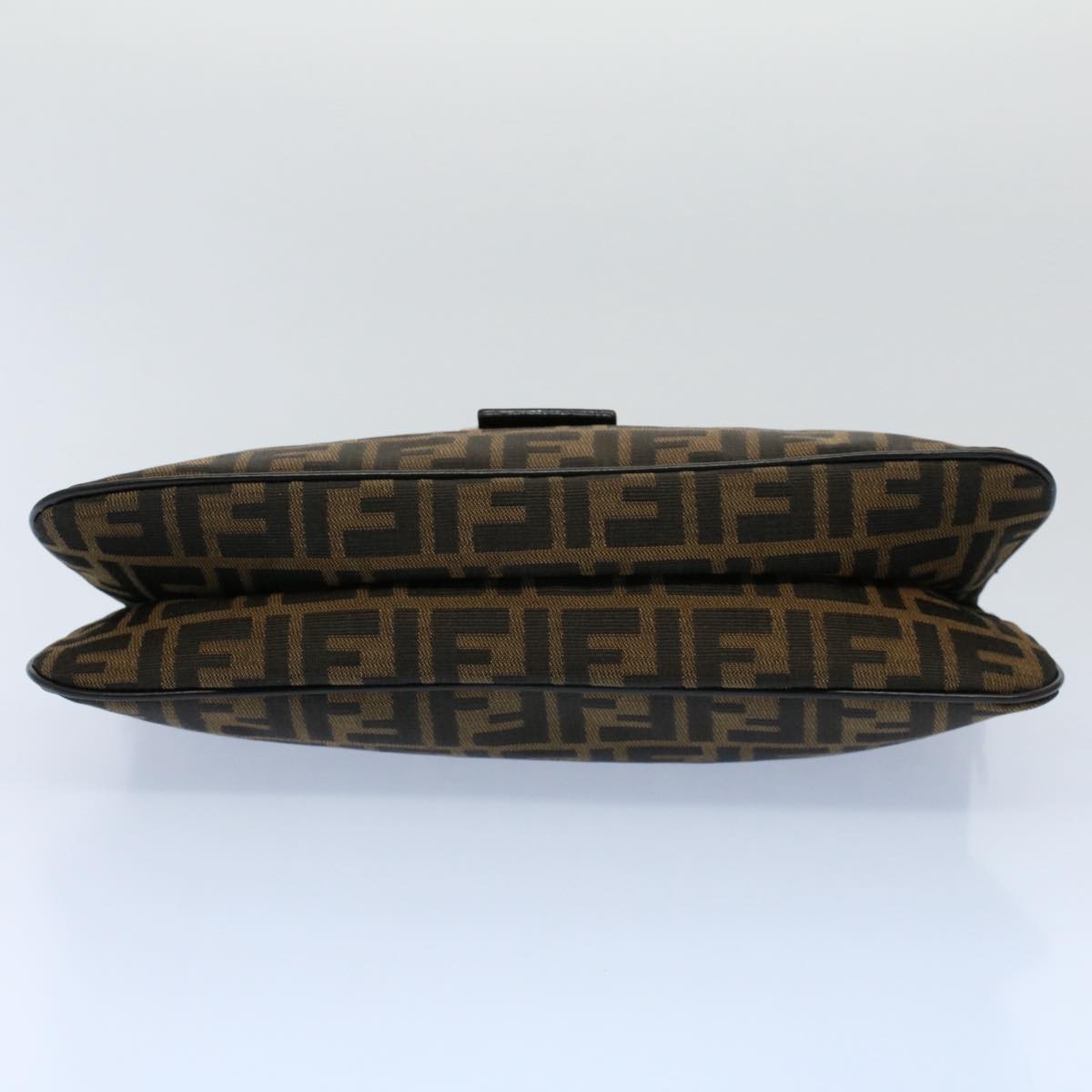 FENDI Zucca Canvas Mamma Baguette Shoulder Bag Black Brown 55429