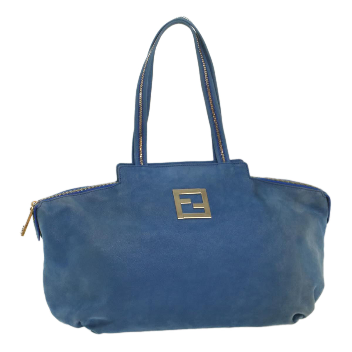 FENDI Tote Bag Leather Blue 55431