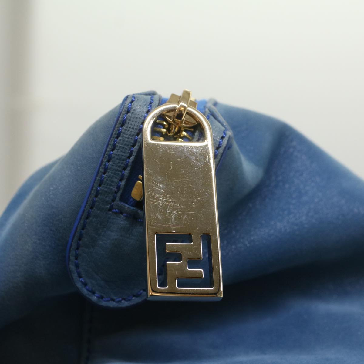 FENDI Tote Bag Leather Blue 55431