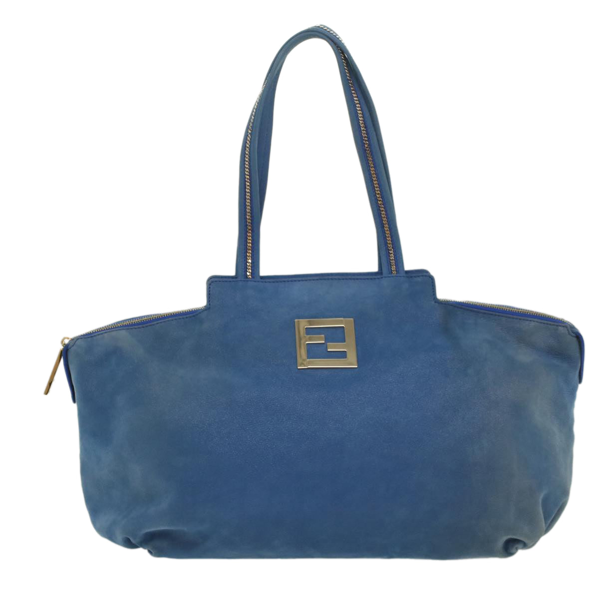 FENDI Tote Bag Leather Blue 55431
