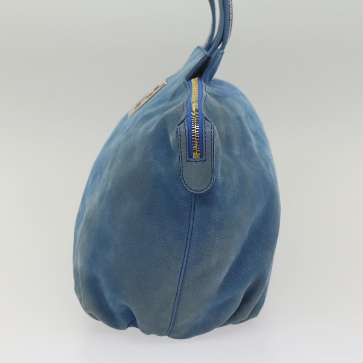 FENDI Tote Bag Leather Blue 55431