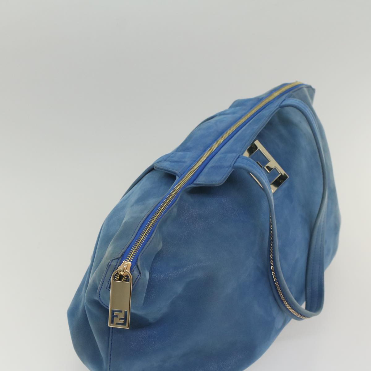 FENDI Tote Bag Leather Blue 55431