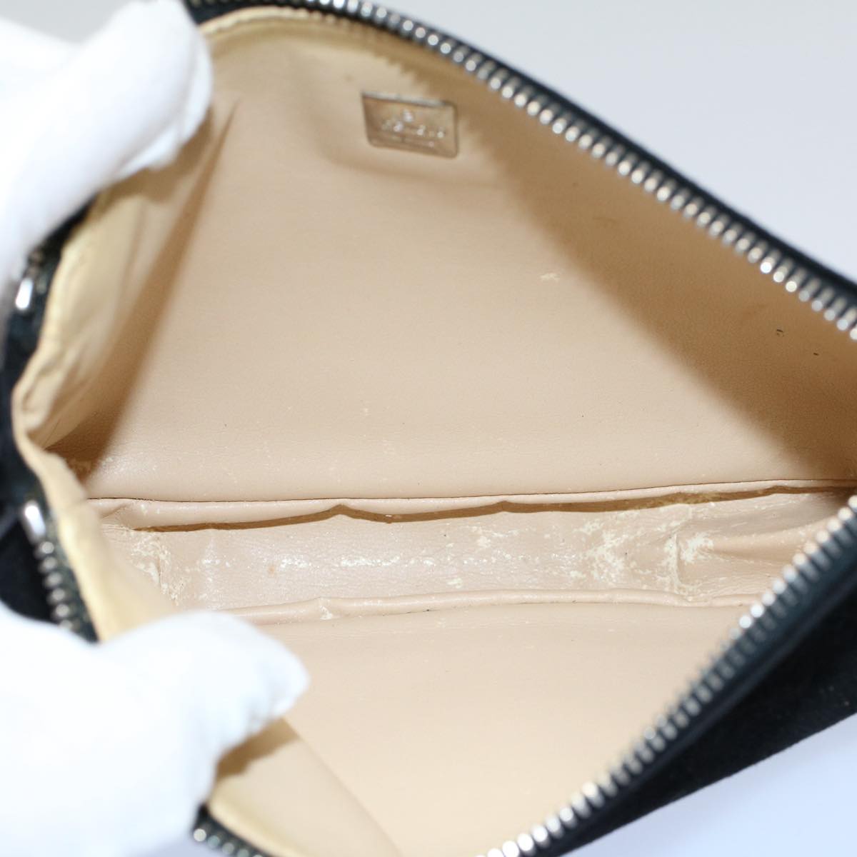 FENDI Pouch Suede Black 55459
