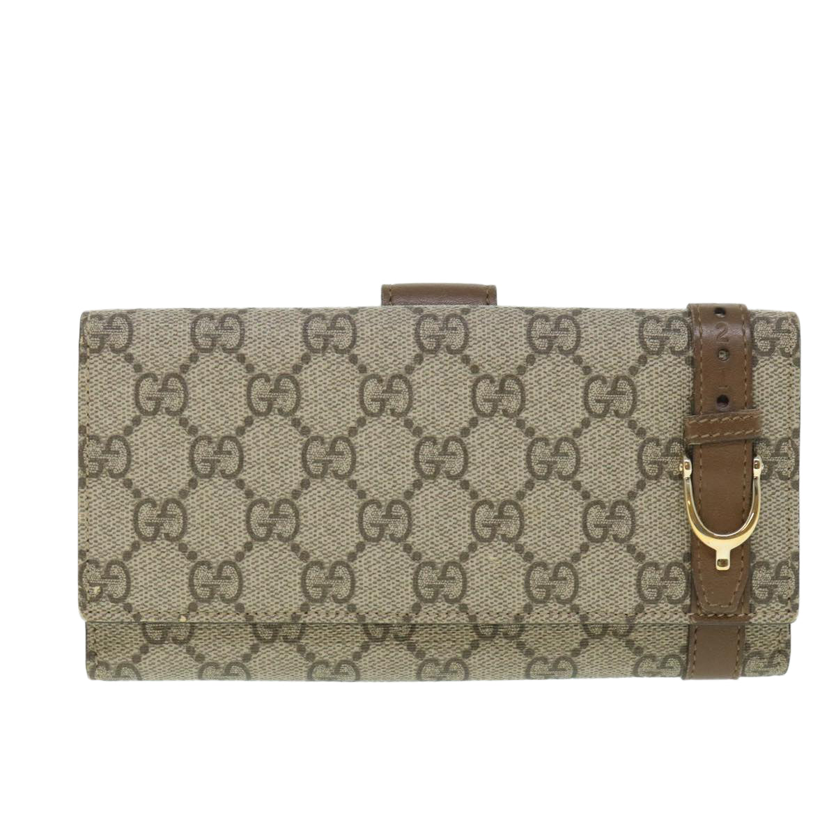 GUCCI GG Canvas Long Wallet PVC Leather Beige 309754 55618