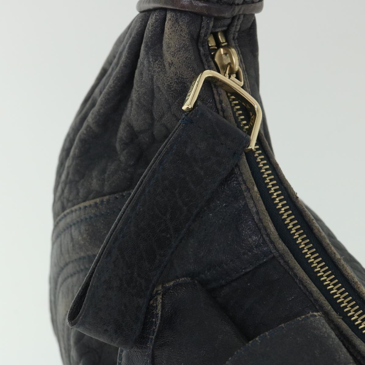 FENDI Shoulder Bag Leather Navy 55659