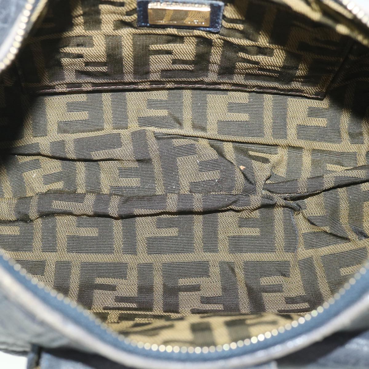 FENDI Shoulder Bag Leather Navy 55659