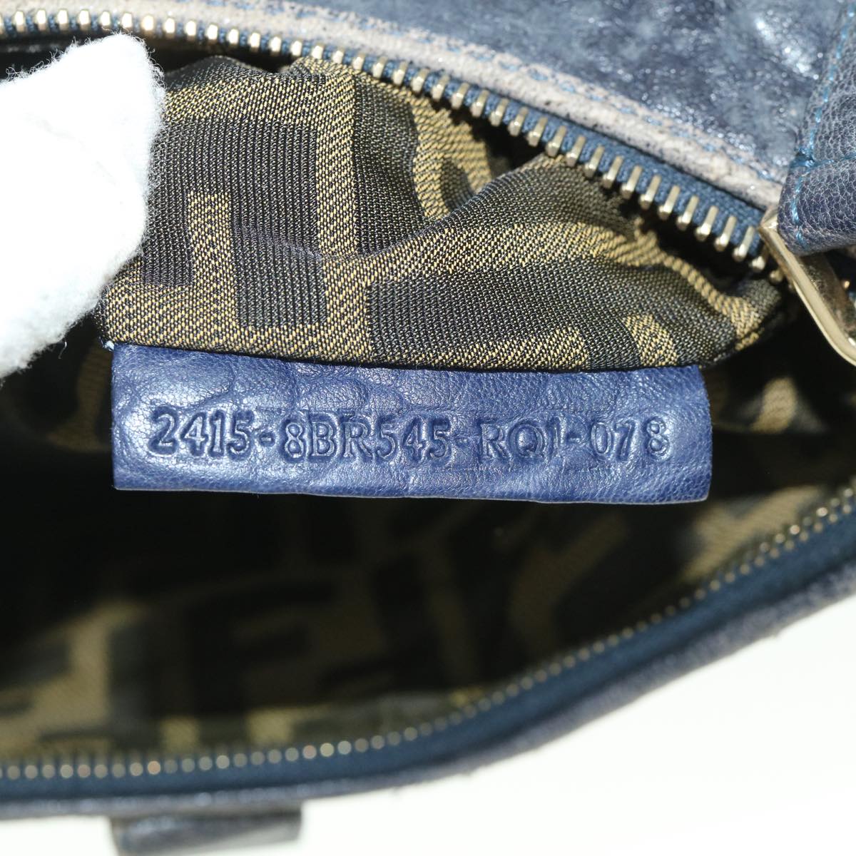FENDI Shoulder Bag Leather Navy 55659