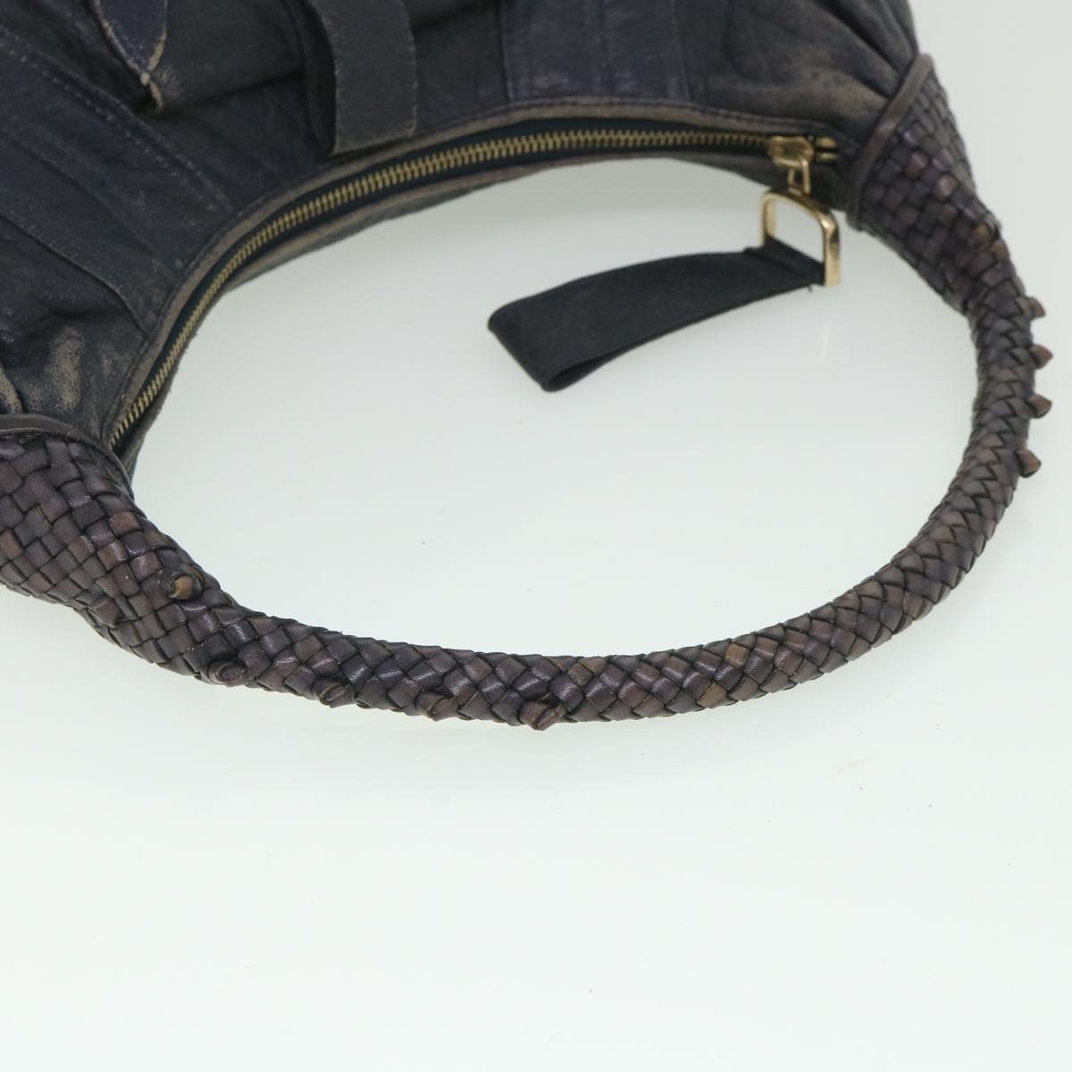 FENDI Shoulder Bag Leather Navy 55659