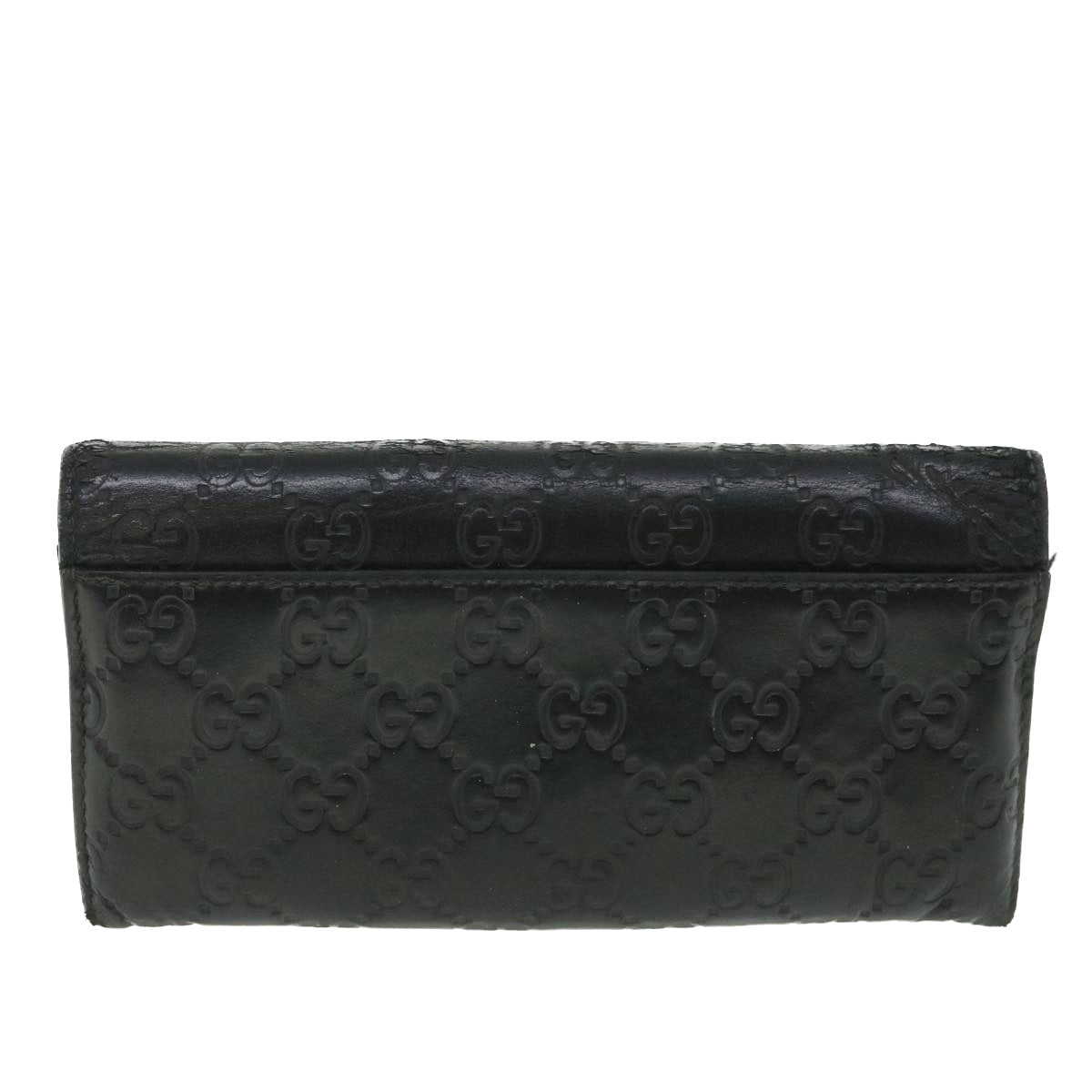 GUCCI GG Canvas Guccissima Long Wallet Black 481727 55674