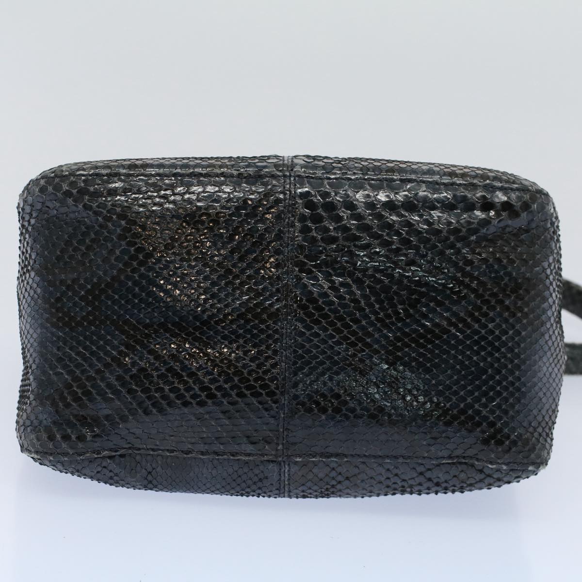 FENDI Snake Pattern Mamma Baguette Shoulder Bag Exotic leather Navy 55750