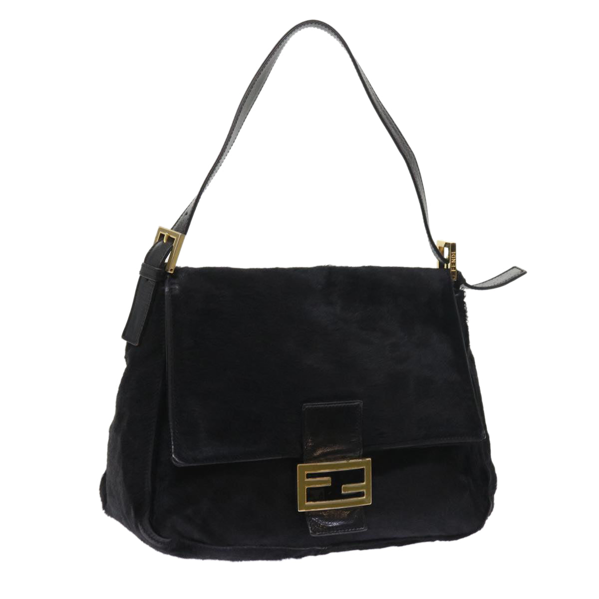 FENDI Mamma Baguette Shoulder Bag Harako leather Black 55751