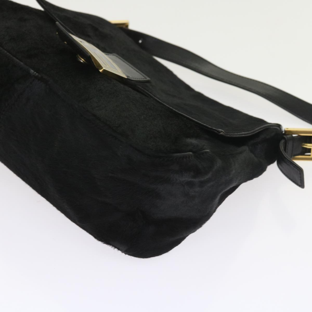 FENDI Mamma Baguette Shoulder Bag Harako leather Black 55751