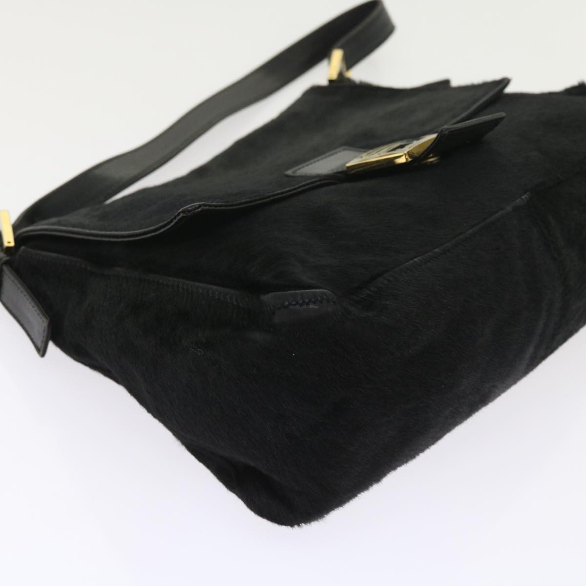 FENDI Mamma Baguette Shoulder Bag Harako leather Black 55751