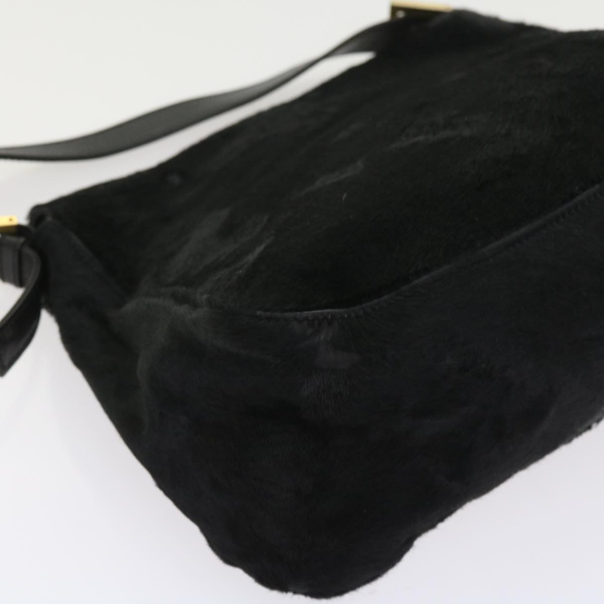 FENDI Mamma Baguette Shoulder Bag Harako leather Black 55751