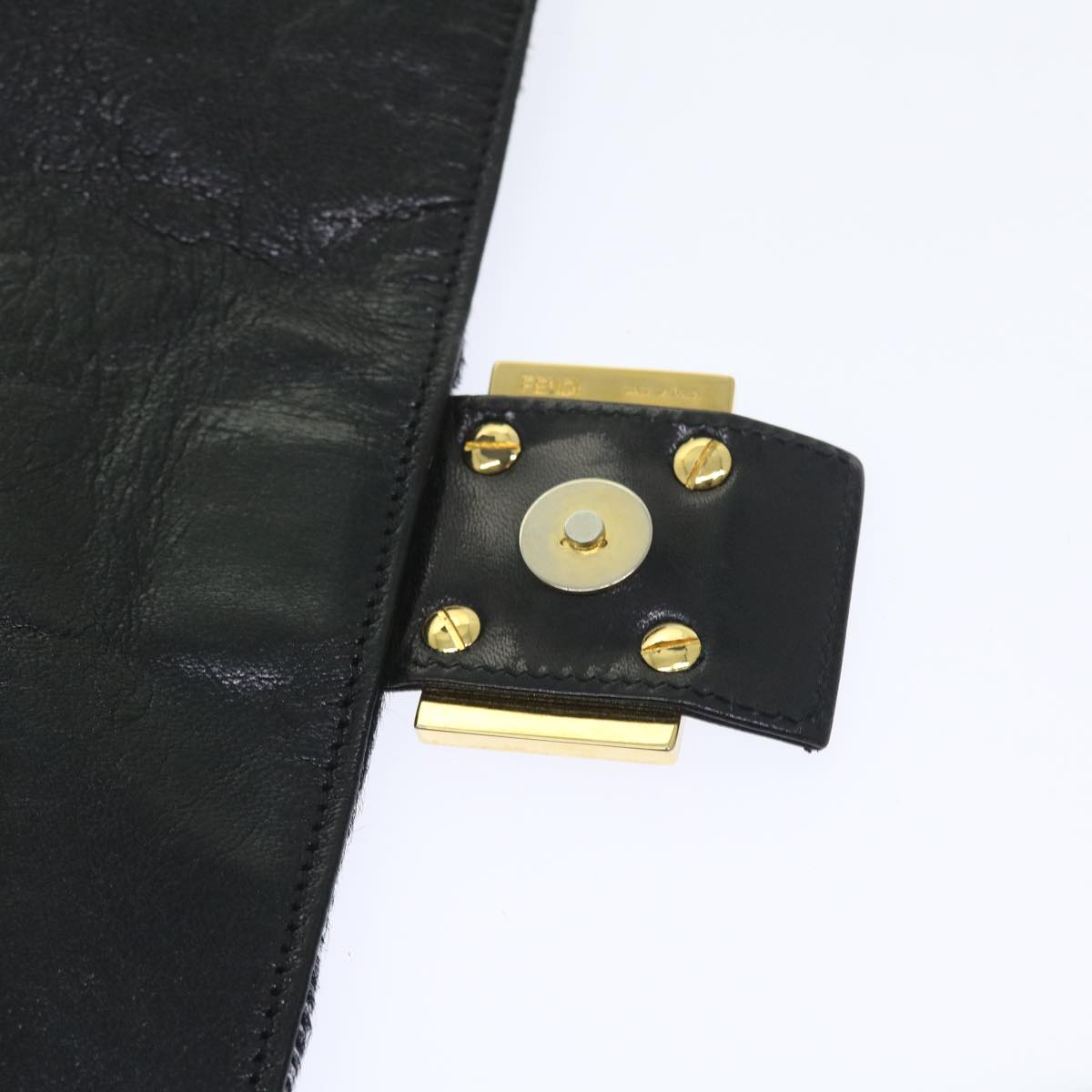 FENDI Mamma Baguette Shoulder Bag Harako leather Black 55751