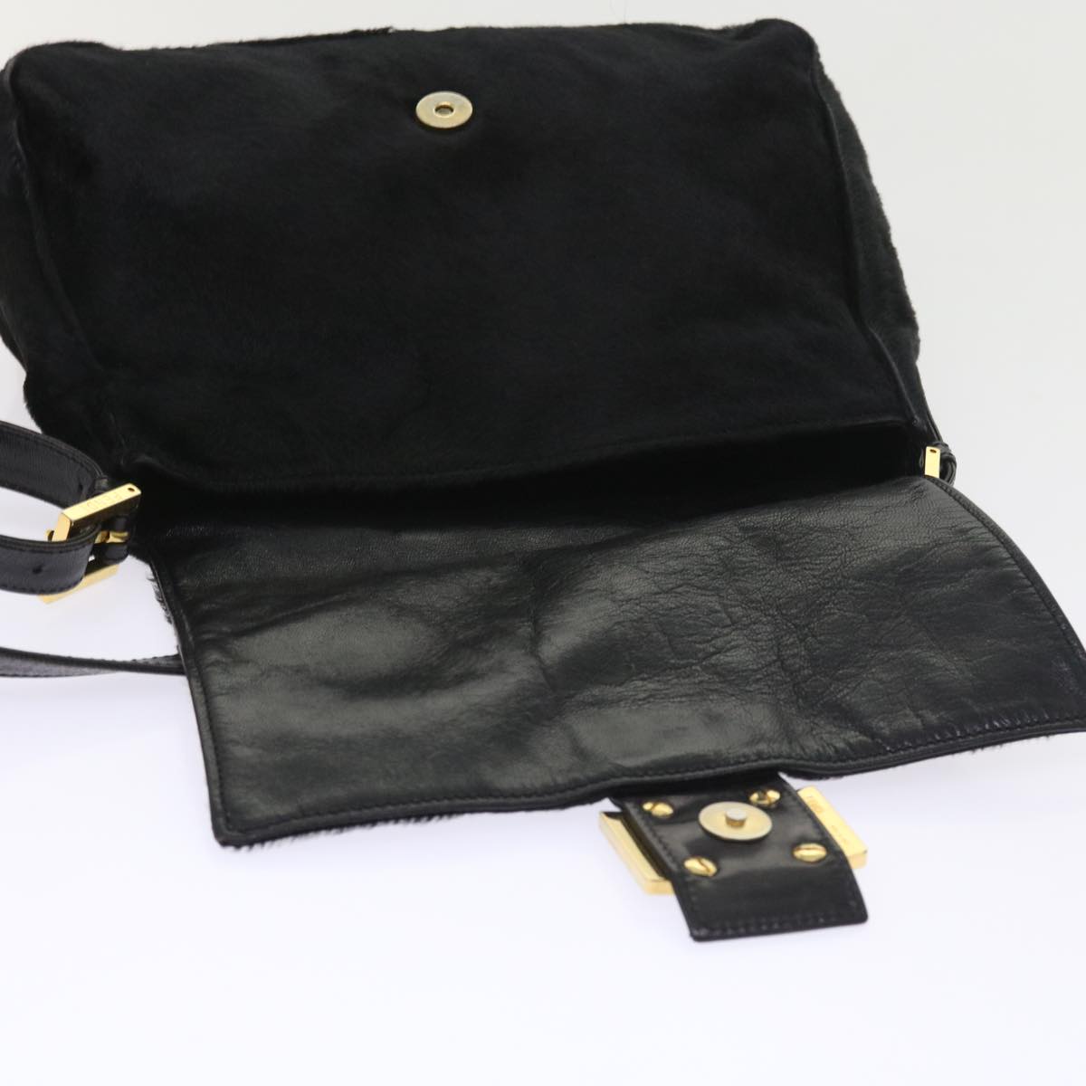 FENDI Mamma Baguette Shoulder Bag Harako leather Black 55751