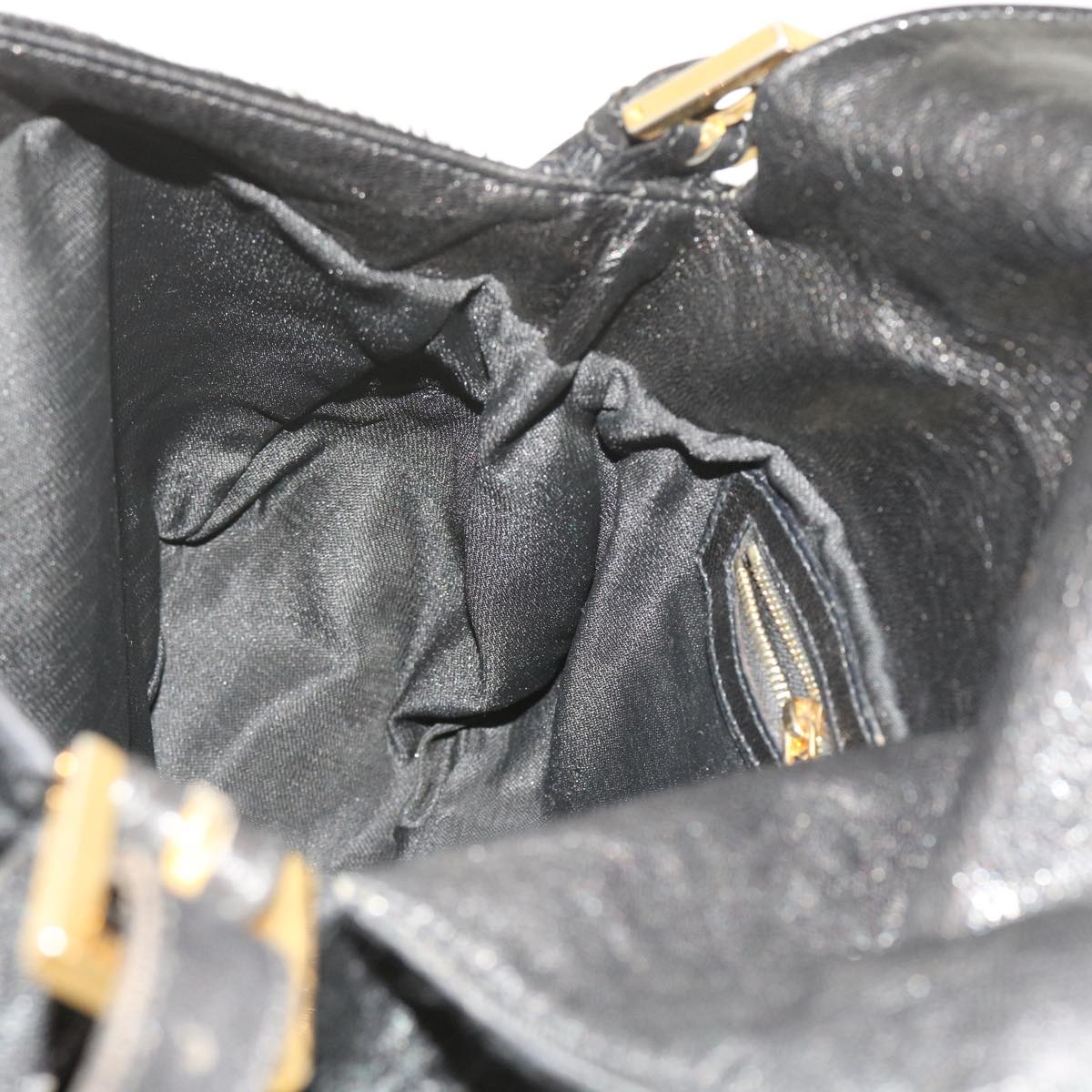 FENDI Mamma Baguette Shoulder Bag Harako leather Black 55751