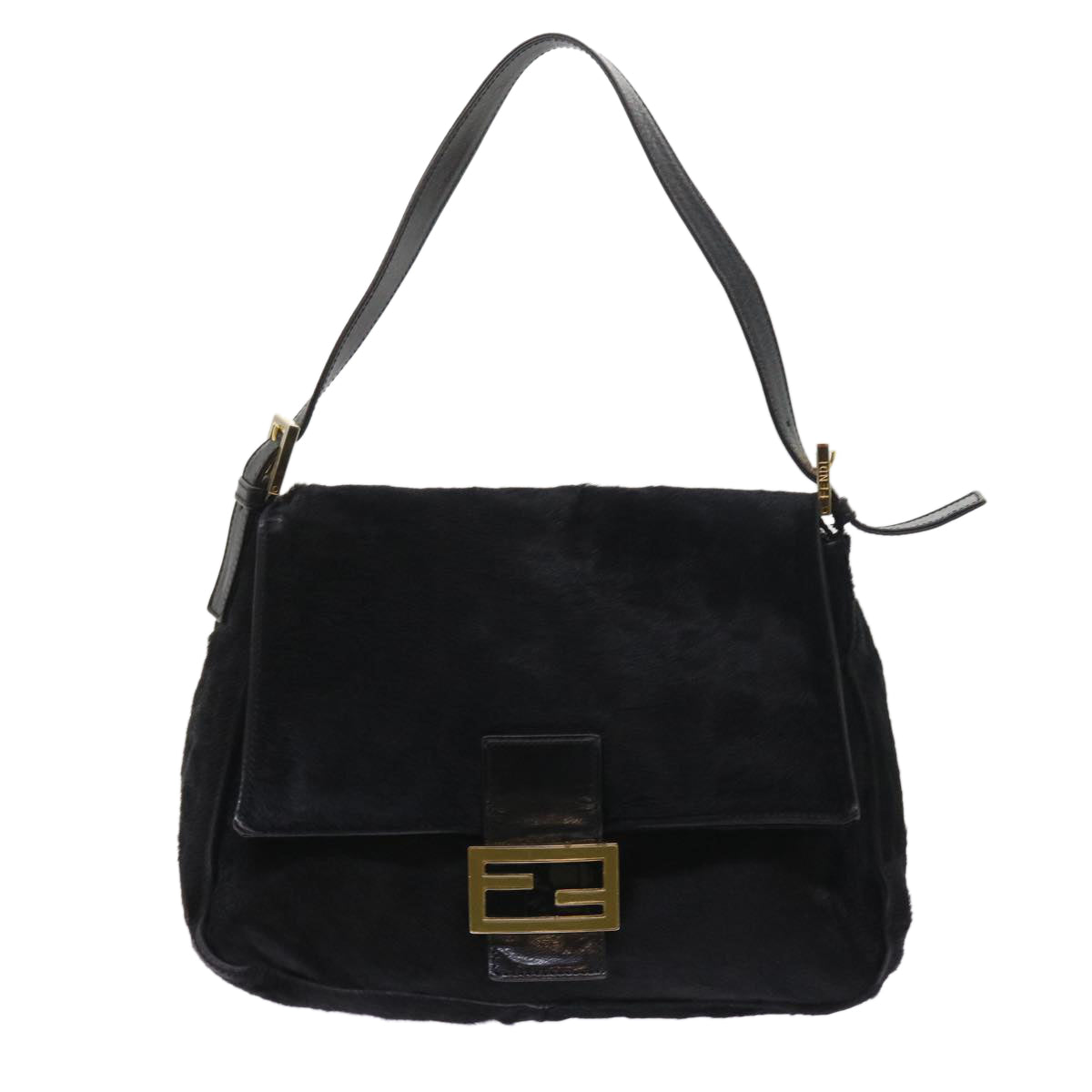 FENDI Mamma Baguette Shoulder Bag Harako leather Black 55751