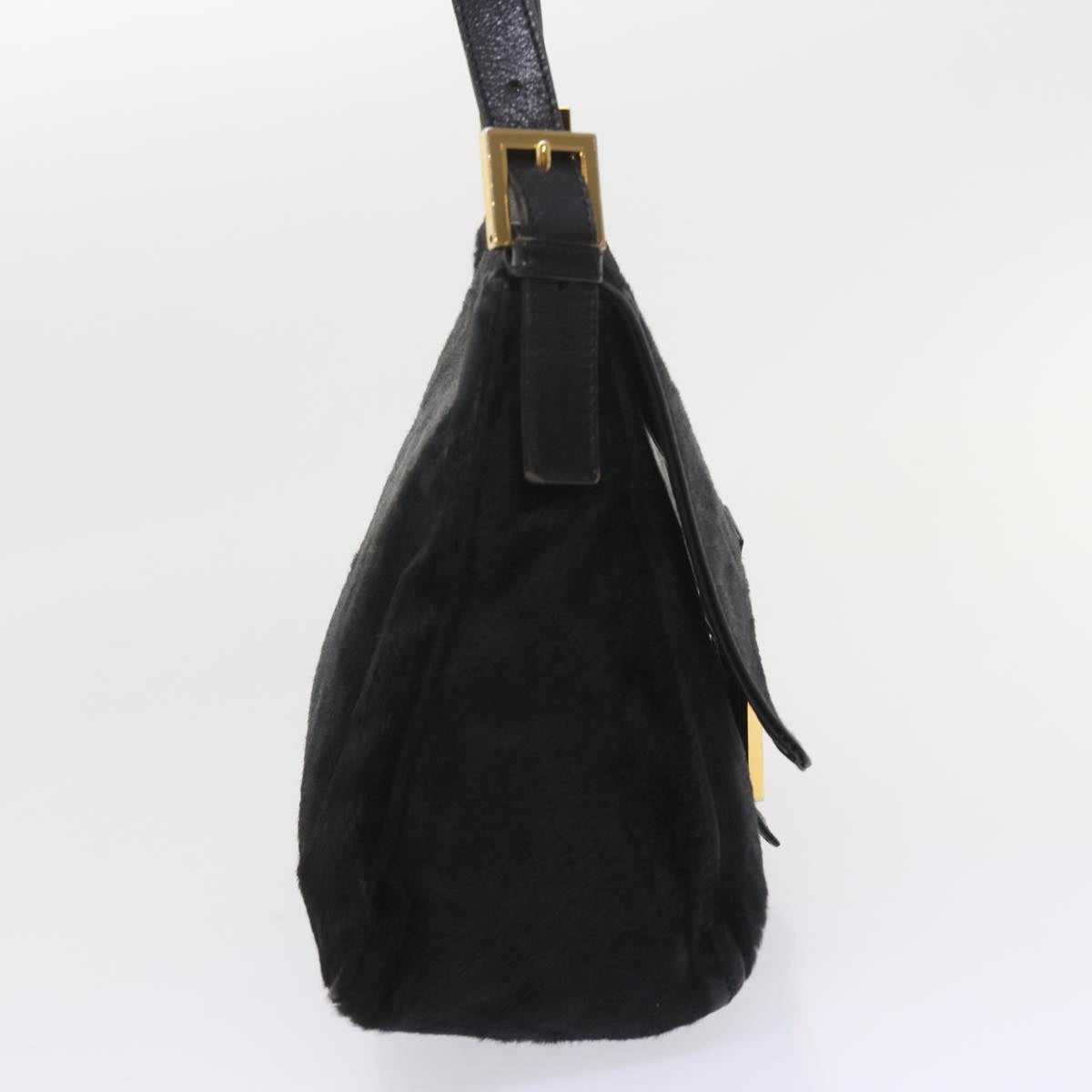 FENDI Mamma Baguette Shoulder Bag Harako leather Black 55751