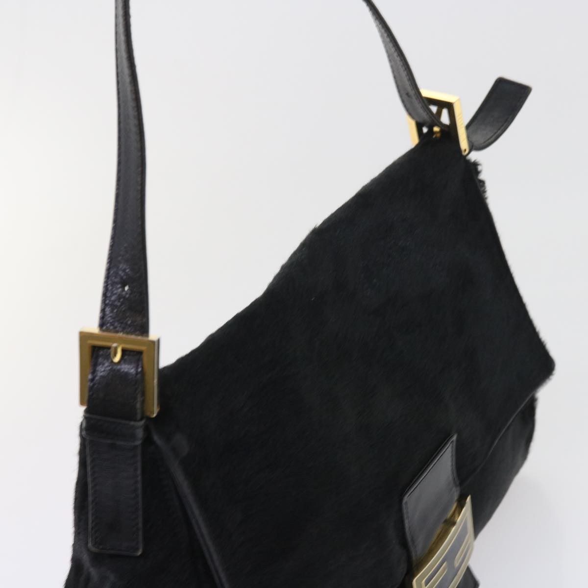 FENDI Mamma Baguette Shoulder Bag Harako leather Black 55751