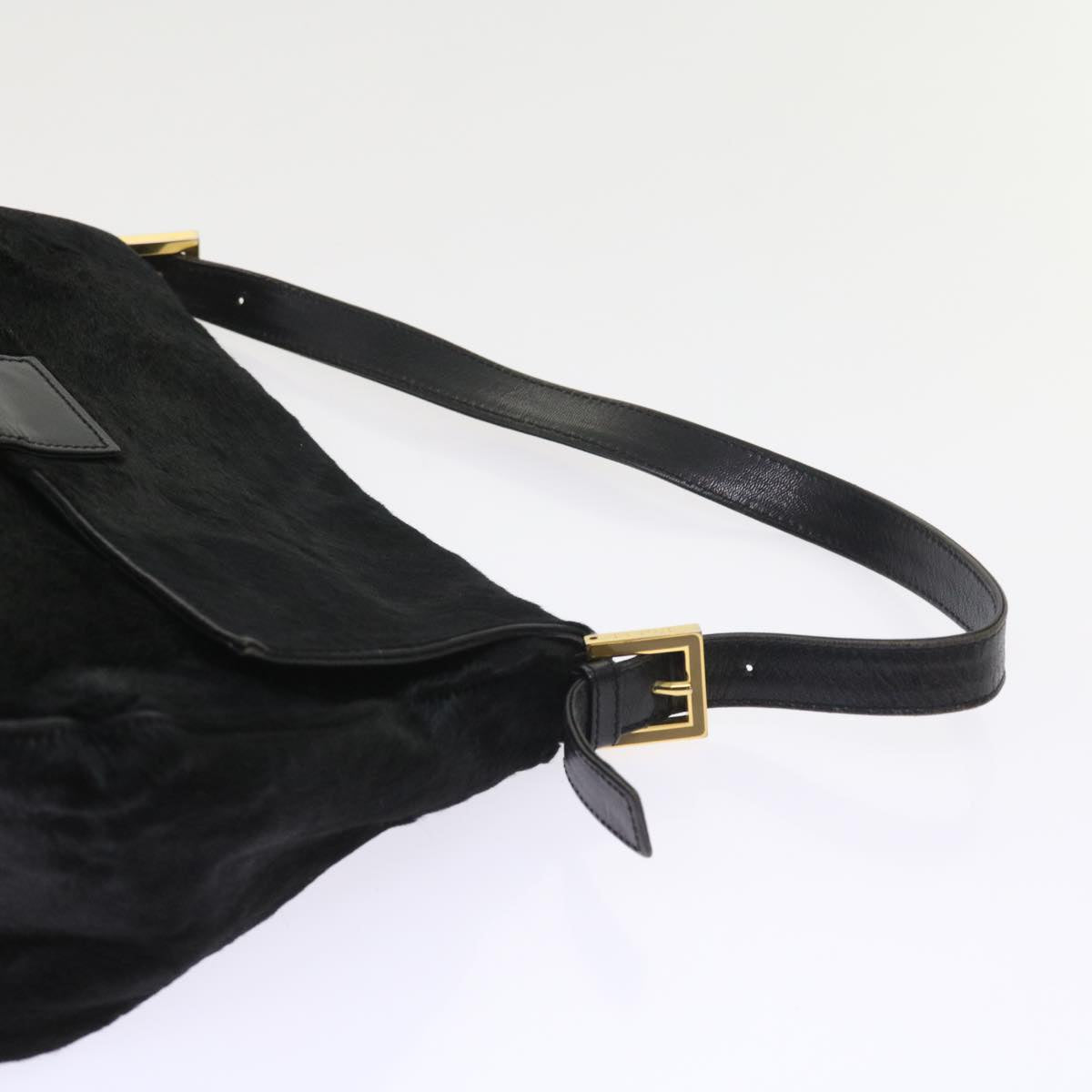 FENDI Mamma Baguette Shoulder Bag Harako leather Black 55751