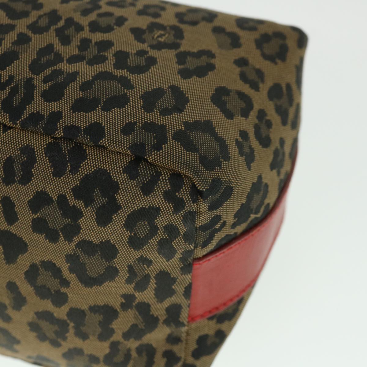 FENDI Leopard Hand Bag Brown Red 55755