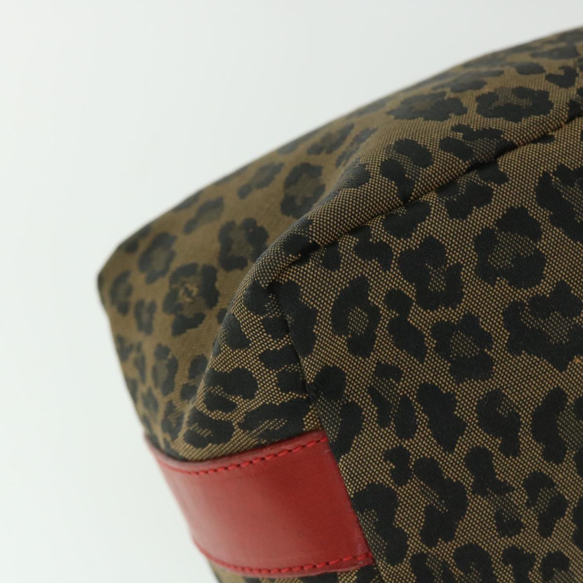 FENDI Leopard Hand Bag Brown Red 55755