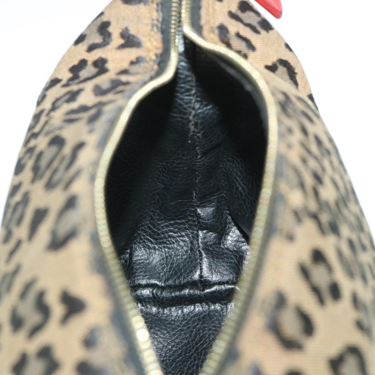 FENDI Leopard Hand Bag Brown Red 55755