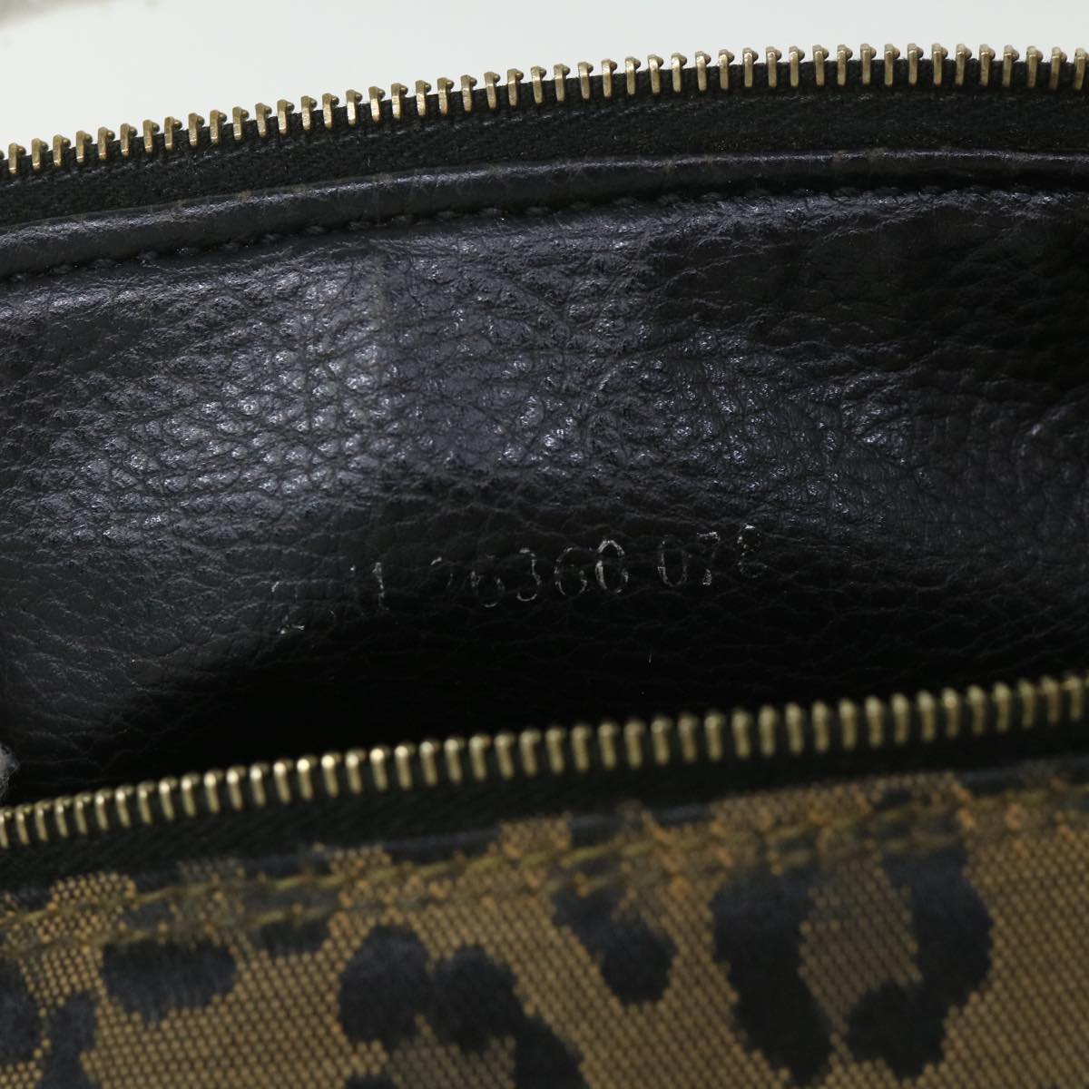 FENDI Leopard Hand Bag Brown Red 55755