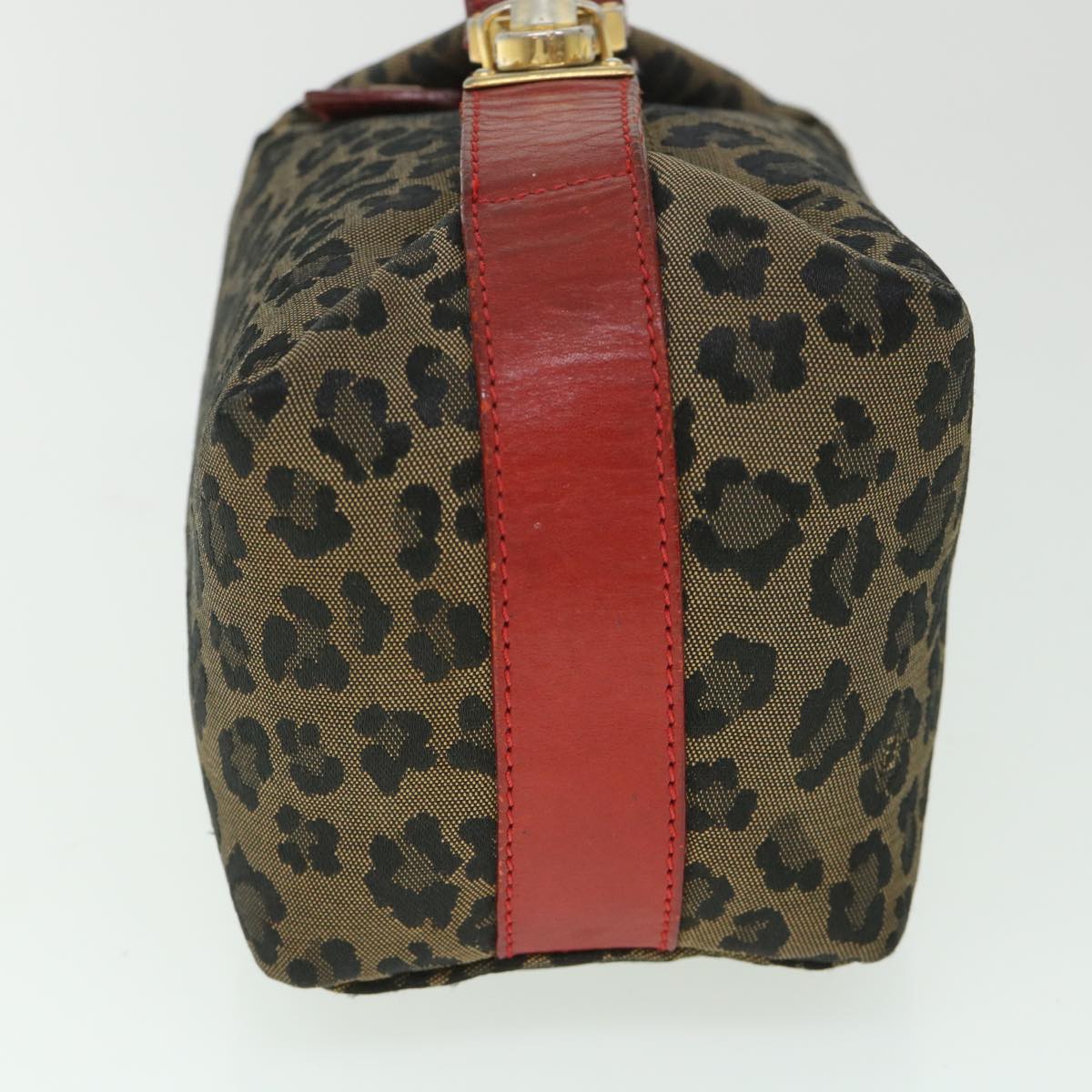 FENDI Leopard Hand Bag Brown Red 55755