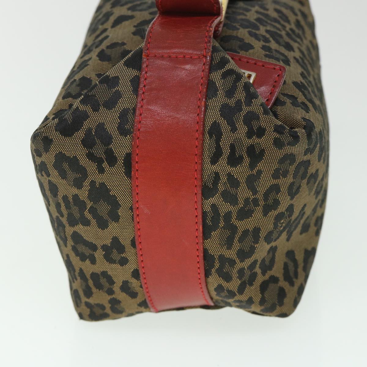 FENDI Leopard Hand Bag Brown Red 55755
