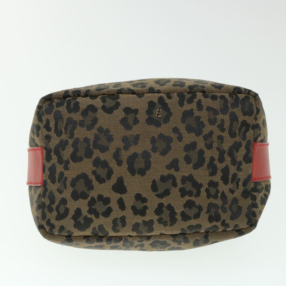 FENDI Leopard Hand Bag Brown Red 55755