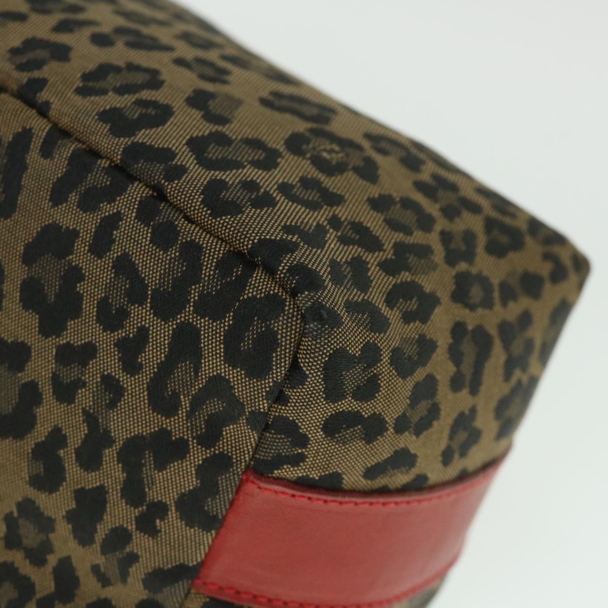 FENDI Leopard Hand Bag Brown Red 55755