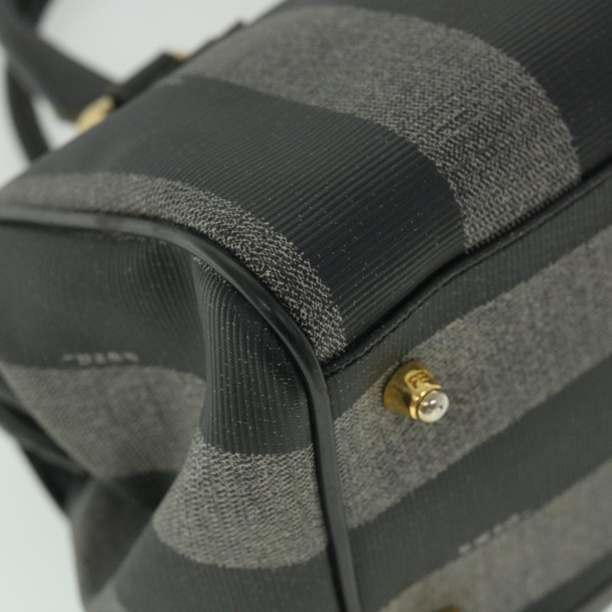 FENDI Pecan Canvas Hand Bag Coated Canvas 2way Gray Black 55821