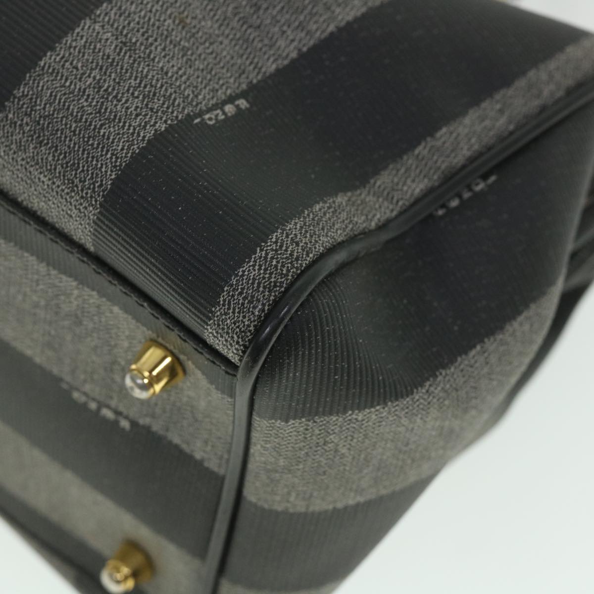 FENDI Pecan Canvas Hand Bag Coated Canvas 2way Gray Black 55821