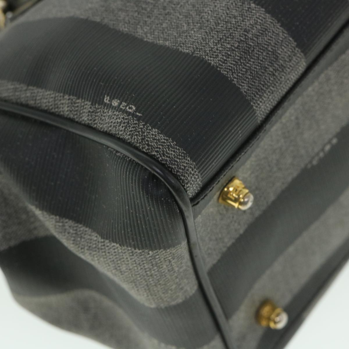 FENDI Pecan Canvas Hand Bag Coated Canvas 2way Gray Black 55821