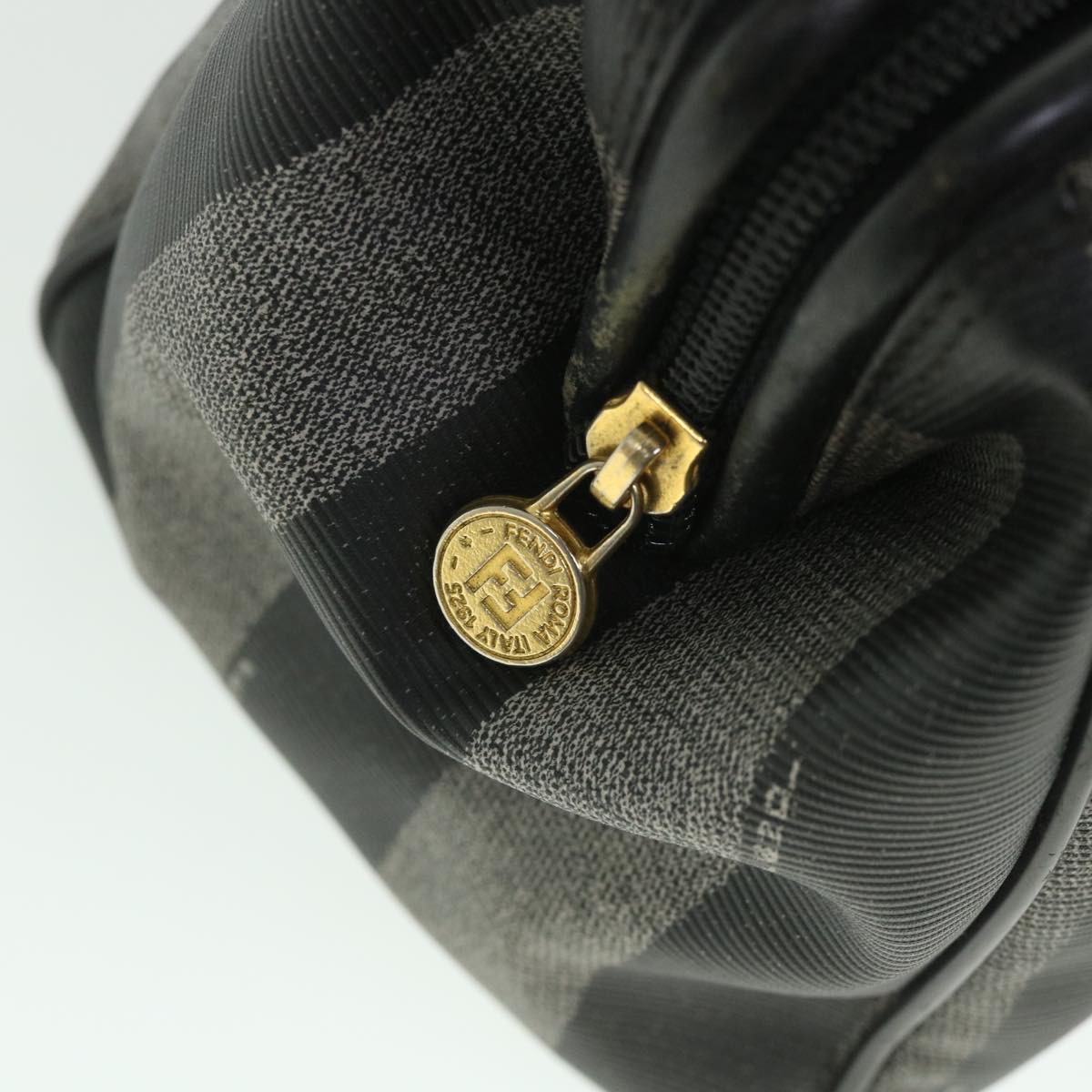 FENDI Pecan Canvas Hand Bag Coated Canvas 2way Gray Black 55821